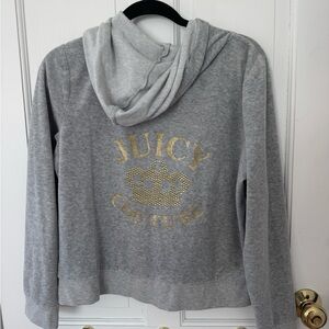 Juicy Couture Gray Hoodie with Gold Crown Logo